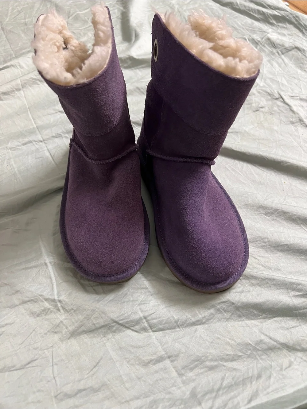 UGG Kids Purple Suede Shearling-Lined Boots